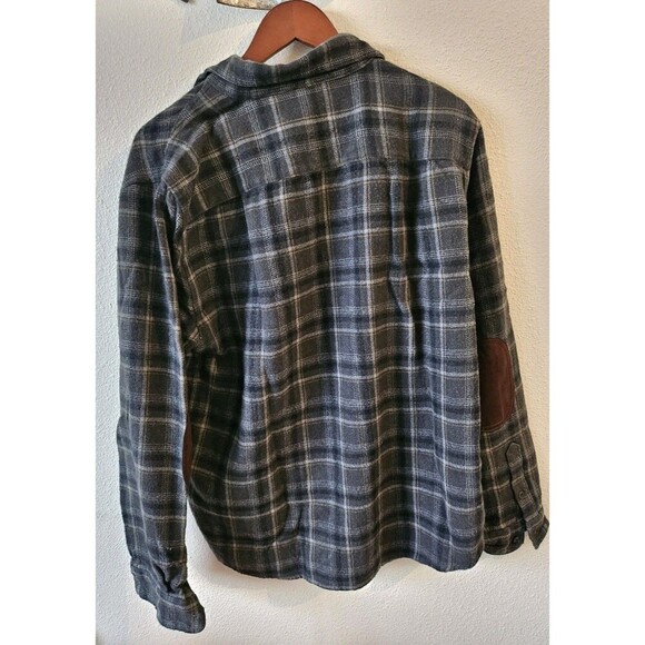 Outdoor Life Slim Fit Gray Bown Men's Elbow Patch Plaid Long Sleeves Top Size XL - Picture 7 of 11